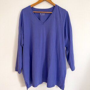 d/C Jeans Woman Blue Long Sleeve V Neck Pullover Tunic Top Size 4X